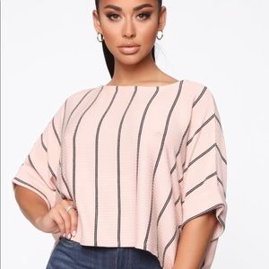 Fashion Nova stripped Pink Oversized Blouse
